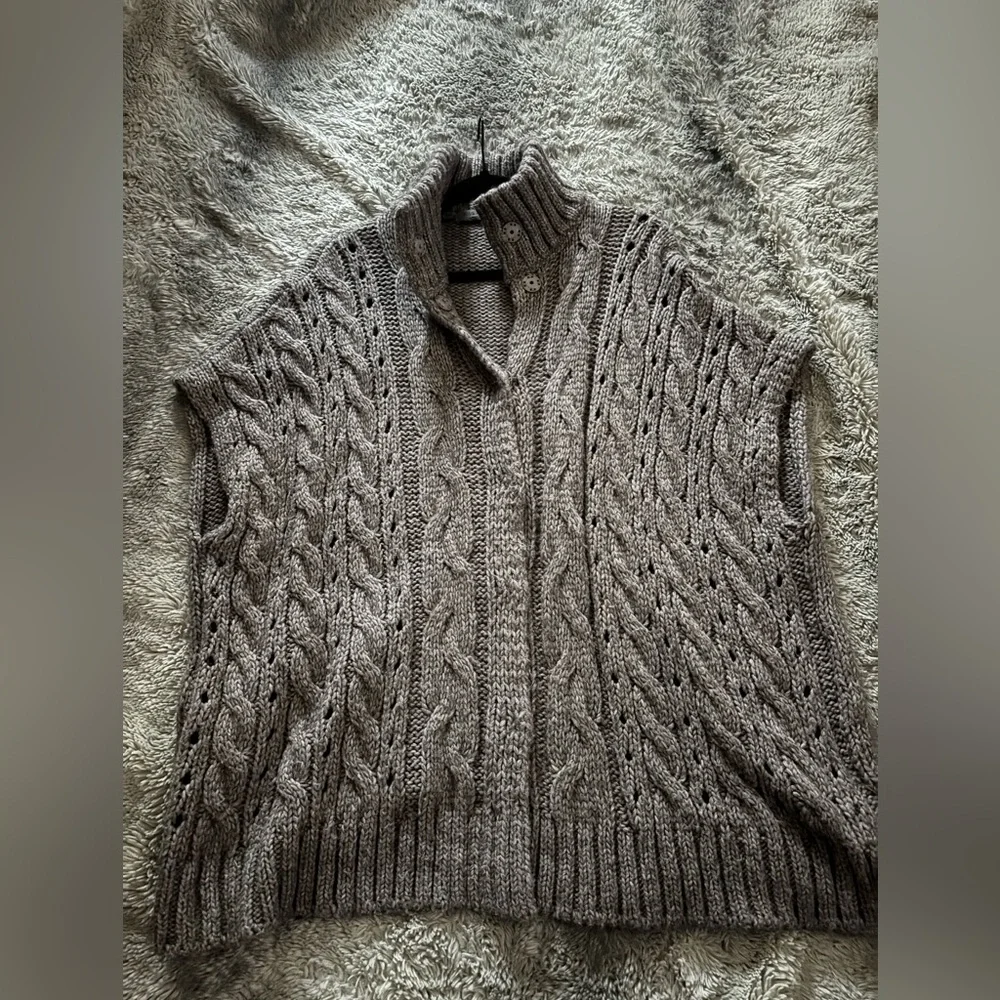 Anthropologie Elsamanda made in Italy Women Gray Cable Knit Sweater